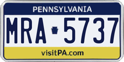 PA license plate MRA5737