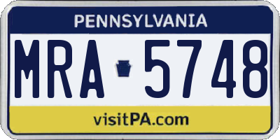 PA license plate MRA5748