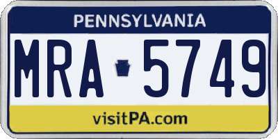 PA license plate MRA5749