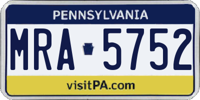 PA license plate MRA5752