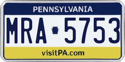 PA license plate MRA5753