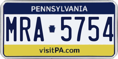 PA license plate MRA5754