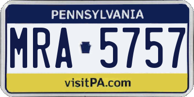 PA license plate MRA5757