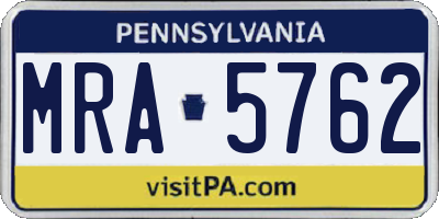 PA license plate MRA5762