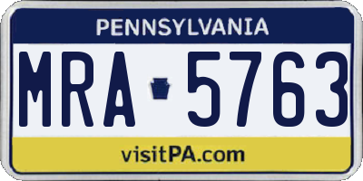 PA license plate MRA5763