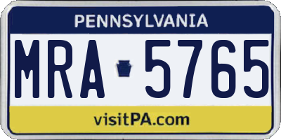 PA license plate MRA5765