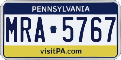 PA license plate MRA5767