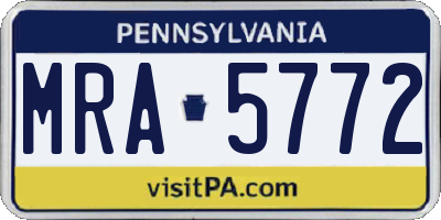 PA license plate MRA5772