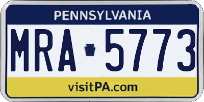 PA license plate MRA5773