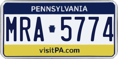 PA license plate MRA5774