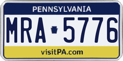 PA license plate MRA5776