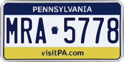 PA license plate MRA5778