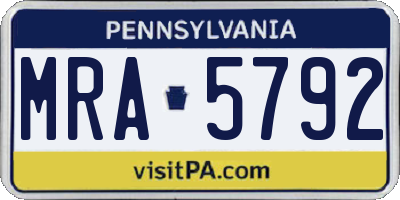 PA license plate MRA5792