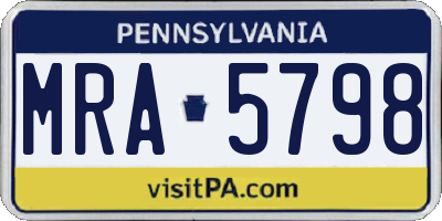 PA license plate MRA5798