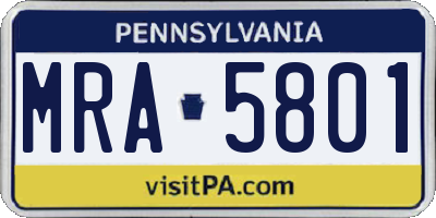 PA license plate MRA5801