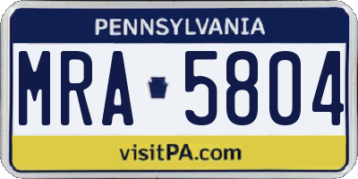 PA license plate MRA5804