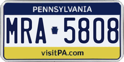 PA license plate MRA5808