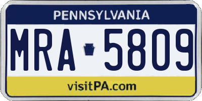 PA license plate MRA5809