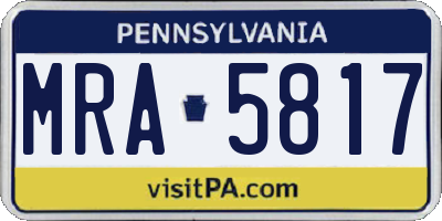 PA license plate MRA5817