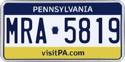 PA license plate MRA5819
