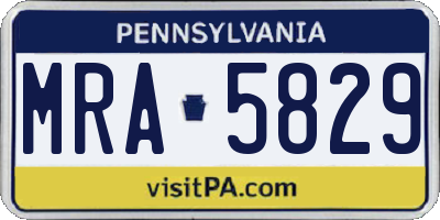 PA license plate MRA5829