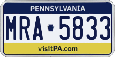 PA license plate MRA5833