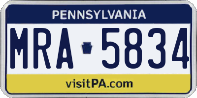 PA license plate MRA5834