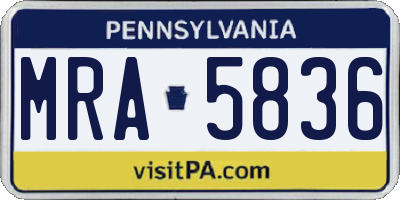 PA license plate MRA5836
