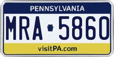 PA license plate MRA5860
