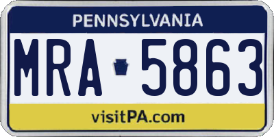 PA license plate MRA5863