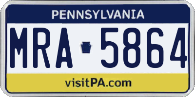 PA license plate MRA5864