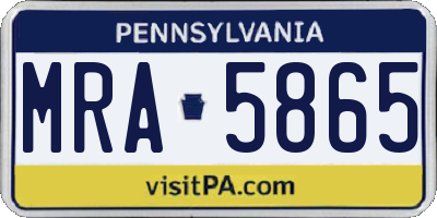 PA license plate MRA5865