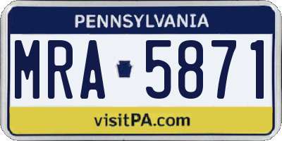 PA license plate MRA5871