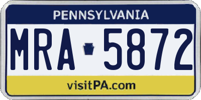 PA license plate MRA5872