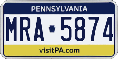 PA license plate MRA5874