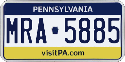 PA license plate MRA5885
