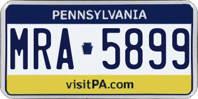 PA license plate MRA5899