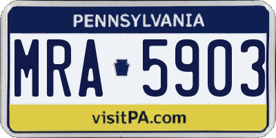 PA license plate MRA5903