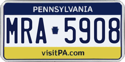 PA license plate MRA5908