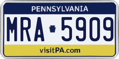 PA license plate MRA5909