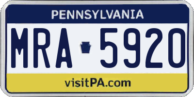 PA license plate MRA5920