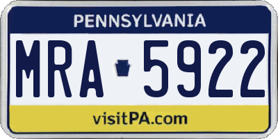 PA license plate MRA5922