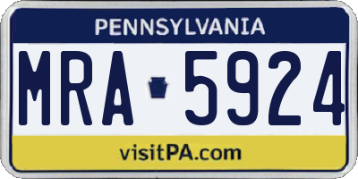 PA license plate MRA5924