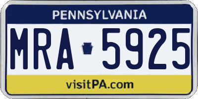 PA license plate MRA5925