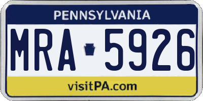PA license plate MRA5926
