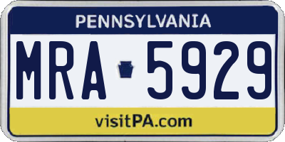 PA license plate MRA5929