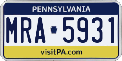 PA license plate MRA5931