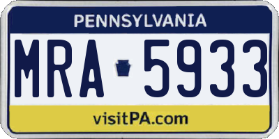 PA license plate MRA5933