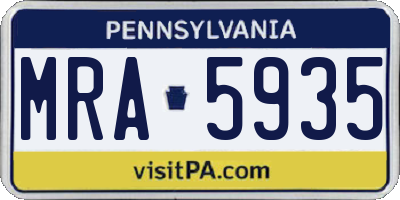 PA license plate MRA5935