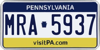 PA license plate MRA5937
